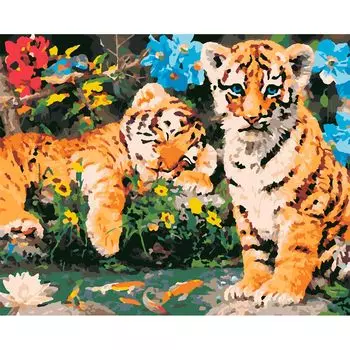 HS0450 Набор для рисования по номерам 'Тигрята' 40*50см