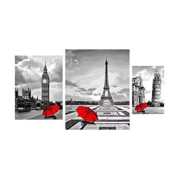 I014 Набор для рисования по номерам 'Яркий Акцент' триптих 40*50.30*40.20*30см