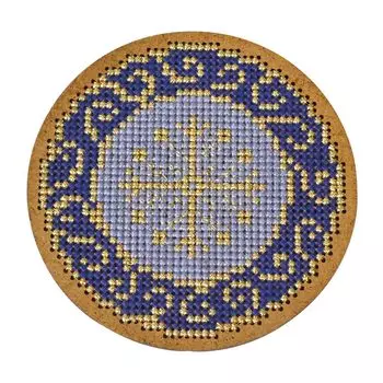 ИК-009 Набор для вышивания крестом на основе Созвездие 'Новогодняя игрушка 'Золотая роспись'8,5*8,5см