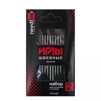 ИЗ-200921 Набор игл швейных ручных №2 никелированных для вышивки и штопки