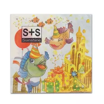 JLC-2PLY Салфетки 33*33см, 2-х слойные 20 шт/упак (рыбки)