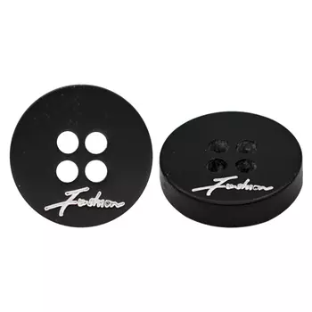 К2687 Пуговица 15мм 4пр. Fashion (черный с белой надписью)