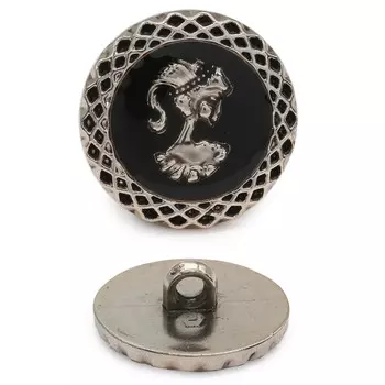 K997 Пуговица 25мм (черный с серебром)