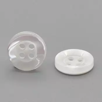 КАР01 Пуговица, перламутр, 11 мм, 4 пр. (белый)