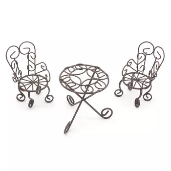 KB4243 Набор метал. стол 6*7см с 2-мя стульями 3*4*7,5см, корич. Astra&amp;Craft (3шт/упак)