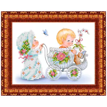 КБА-5013 Канва с рисунком для бисера 'На прогулке' А5