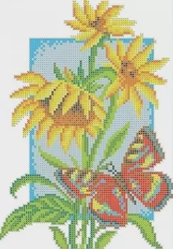 КББ-4002 Канва с рисунком для бисера ' На подсолнухах ', А4 26*18 см