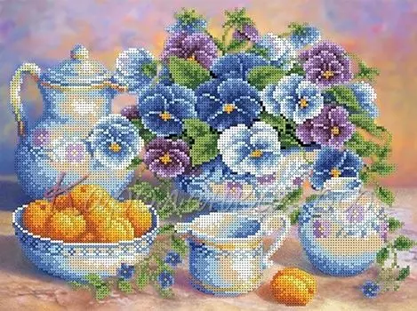 КБЦ-3029 Канва с рисунком для бисера 'Голубой букет', А3