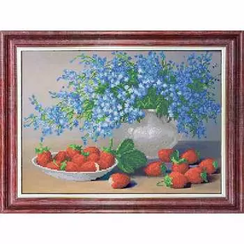 КБЦ-3044 Канва с рисунком для бисера 'Натюрморт с клубникой' А3