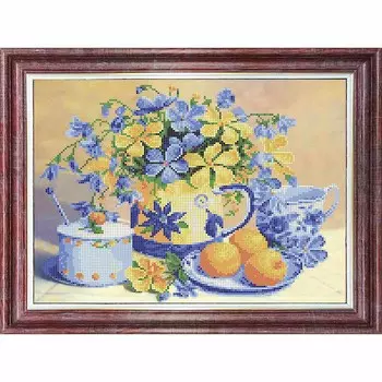 КБЦ-3055 Канва с рисунком для бисера 'Натюрморт с персиками' А3