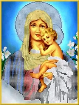 КБИ-4014 Канва с рисунком для бисера 'Матерь Божья Трижды Прекрасная', А4