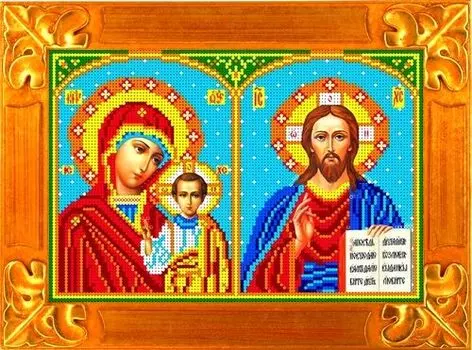 КБИ-4034 Канва с рисунком для бисера 'Божья Матерь Казанская и Господь Вседержитель', А4