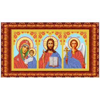 КБИ-4103/3 Канва с рисунком для бисера 'Б.М.Казанская,Спаситель,Св.Ангел Хранитель' А4