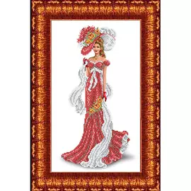 КБЛ-3015 Канва с рисунком для бисера 'Дама с шарфом' А3