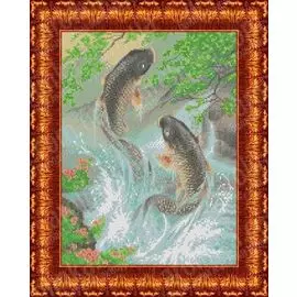 КБЖ-3021 Канва с рисунком для бисера 'Карпы', А3
