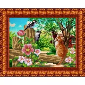 КБЖ-4011 Канва с рисунком для бисера 'Любопытный кот', А4