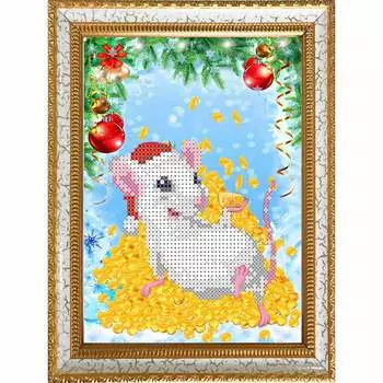 КБЖ-5035 Канва с рисунком для бисера 'Крыска на удачу' А3