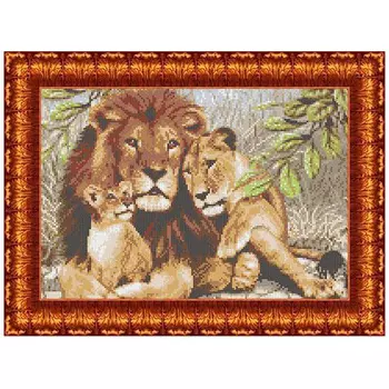 КК 003 Канва с рисунком Каролинка 'Семья львов' 23*30 см