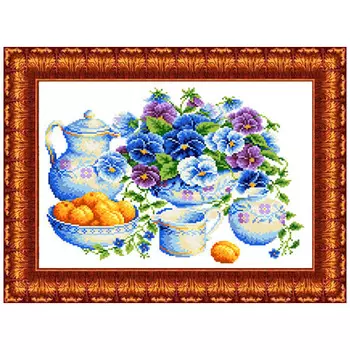 КК 038 Канва с рисунком Каролинка 'Голубой букет' 23*30см