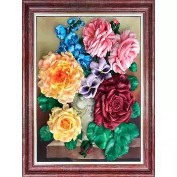 КЛ(н)-3028 Набор для вышивания лентами 'Букет в вазе'27,3 *34,4 см