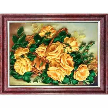 КЛ(н)-3030 Набор для вышивания лентами 'Желтые розы'25,0*32,5 см