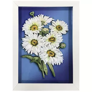 КЛ(н)-4002 Набор для вышивания лентами 'Букет ромашек' 18,5*26,0см