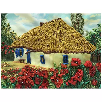 КЛ(н)-4004 Набор для вышивания лентами 'Хатка' 18,5*25,5см