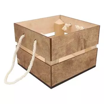 КО-1 Деревянная заготовка из фанеры Кашпо с ручками 15,6*15*12см (дуб)