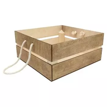 КО-4 Деревянная заготовка из фанеры Кашпо с ручками 25,6*25*12см (дуб)