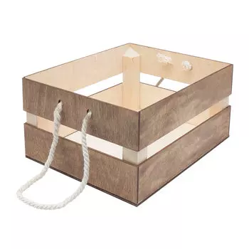 КО-5 Деревянная заготовка из фанеры Кашпо с ручками 20,6*25*12см (дуб)