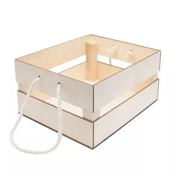 КО-5 Деревянная заготовка из фанеры Кашпо с ручками 20,6*25*12см (бел)