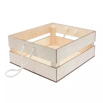 КО-6 Деревянная заготовка из фанеры Кашпо с ручками 25,6*30*12см (бел)