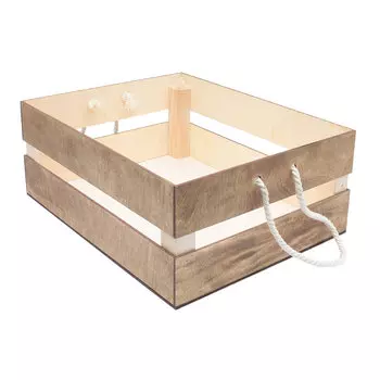 КО-6 Деревянная заготовка из фанеры Кашпо с ручками 25,6*30*12см (дуб)