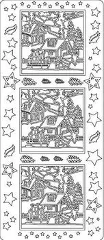 Контурные стикеры SCB (1517311 Новогодний пейзаж, серебрянные)