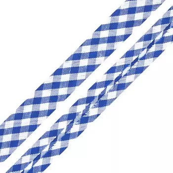 Косая бейка 1,5см шотландка (SB10 синий/белый)