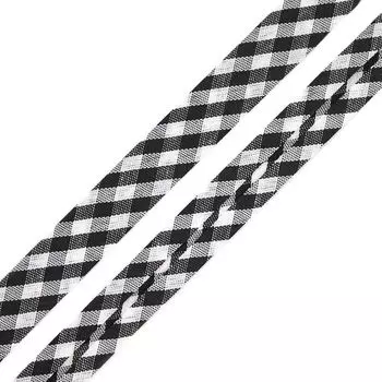 Косая бейка 1,5см шотландка (SB11 черный/белый)