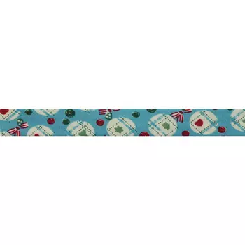 Косая бейка с детским принтом 'Винтаж' 15мм*54,9м (100% хб) (голубой)