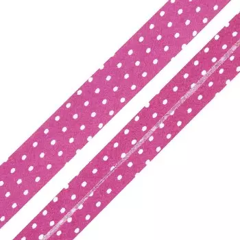 Косая бейка с принтом 'Горох' 15мм*65,8м (х/б) (FBF100 розовый)