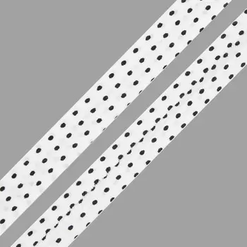 Косая бейка с принтом 'Горох' 15мм*65,8м (х/б) (FBF98 белый)