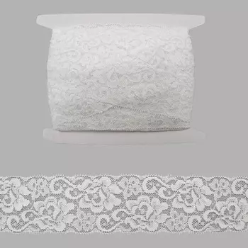 Кружево эластичное, LAEC7021, 50мм*20м (белый)