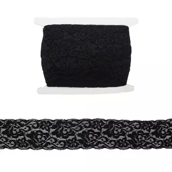 Кружево эластичное, LAEC7021, 50мм*20м (черный)