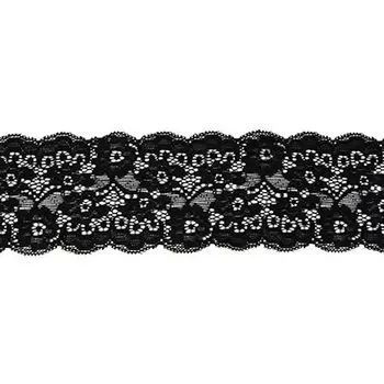 Кружево эластичное, LAEC7022, 70мм*20м (черный)