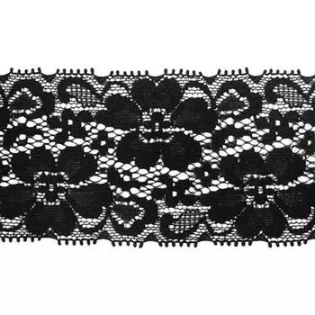 Кружево эластичное, LAEC7023, 65мм*20м (черный)