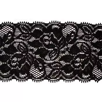 Кружево эластичное, LAEC7024, 70мм*20м (черный)