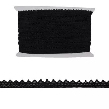 Кружево CL-001, 8мм*20м, х/б (черный)