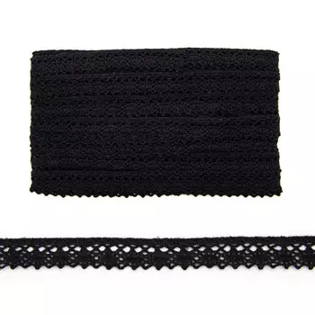 Кружево CL-024, 15мм*20м, х/б (черный)
