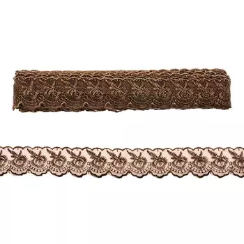 Кружево капрон 4,5см*13,71м 0574-2020 (А754 коричневый)