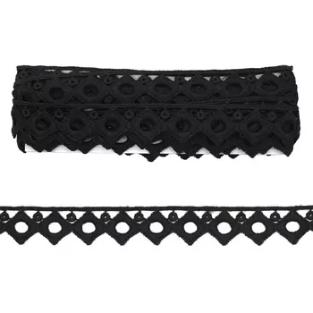 Кружево гипюр LACH-1106 20мм*3,4 м (+/- 4 см), черный