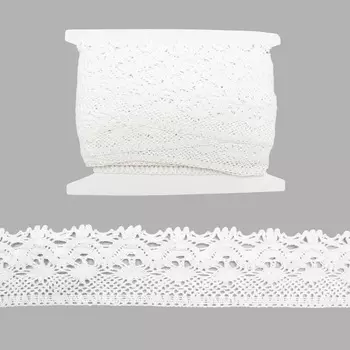 Кружево LACR1008, 52мм*15м х/б (белый)