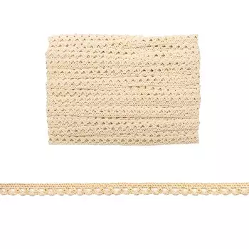 Кружево LACR287Y, 10мм*25м х/б (неотбеленный)